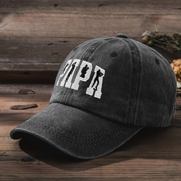 2st PAPA-broderi unisex - cap Enfärgad tvättad nödställd pappa hatt Lätt justerbar solhattar kvinnor män grey