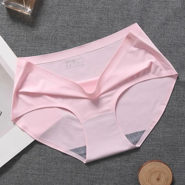 12Pcs Kvinnors Issilke Sömlösa Underkläder Sexiga För Kvinnor Låg Midja Briefs Plus Storlek Sommarrök Obegripliga Underkläder pink XL 55-65KG