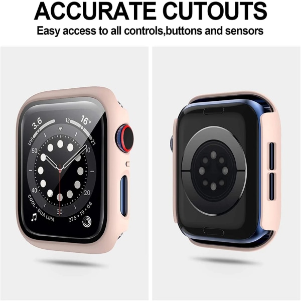 Case för Apple Watch Series 8 7 6 SE 5 4 3 44 mm 40 mm 45 mm iwatch 42 mm 38 mm glas+ cover Apple watch Tillbehör Pink 45mm series 7 8