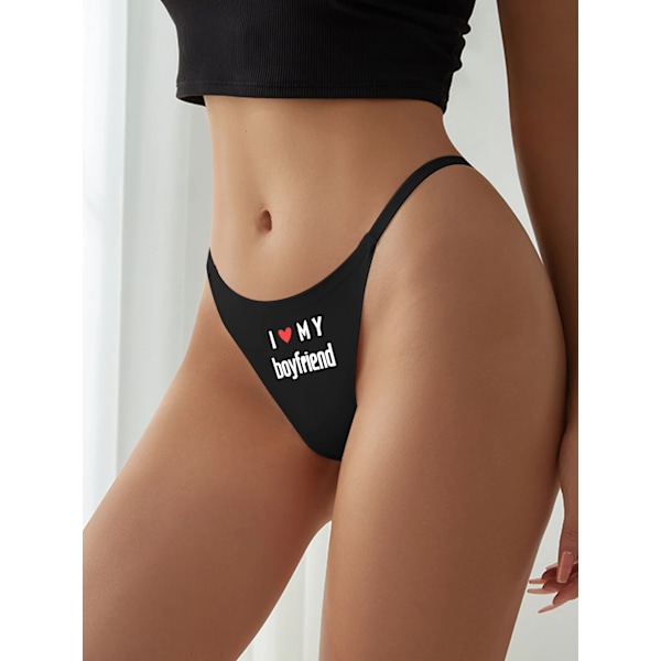 Varsbaby Cheeky G-streng Undertøj Med Jeg Elsker Min Kæreste Trykbukser Til Kvinder Legefuld Thong Seamless T-Back Bikini Ryg Black XL