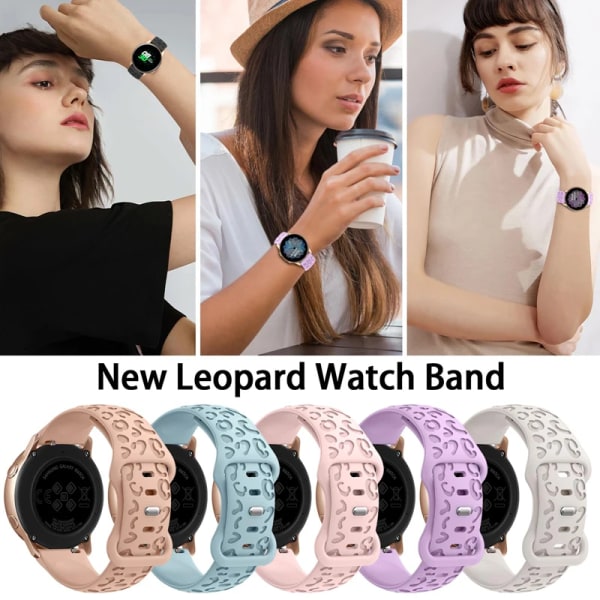 Leopard silikonarmband för Samsung Galaxy Watch 6/4/classic/5/ Pro/Active 2 Graverad rem Huawei GT 2 2e 20mm 22mm 18mm band Lnk green 13 18mm