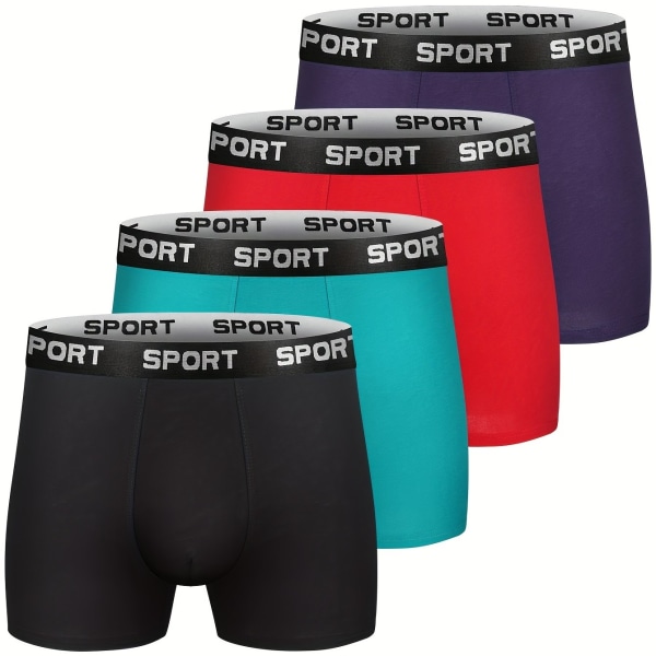 4-pack herrbomull Andas Bekväm Mjuk Stretchig Enfärgad Boxer Underkläder Mixed Color 1 M(48)