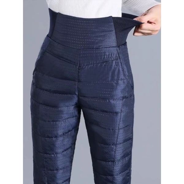 Casual Slim Puffy Thicken Dam Pantalones Varm bomullsdun Vinter Tjock Pencil Byxor Oversize 6XL Snökläder med hög midja Spodnie black M 45-50kg