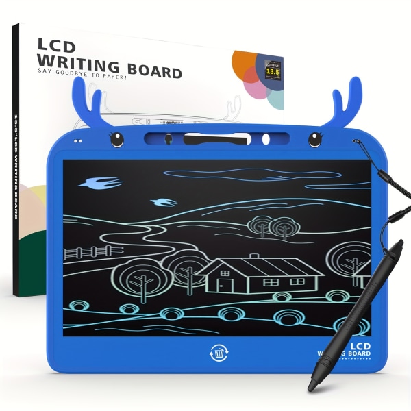 34,29 Cm Skrivtavla Skrivbräda LCD-handskriftstavla Målarbräda Raderbar leksak Doodle ritbräda, elektronisk ritbräda i 3 färger Blue 34.29 Cm