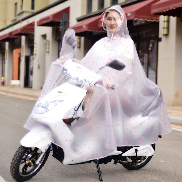 Motorcykel Raincoat Elbil Regnväxel Lång Ridning Batteri Bil Poncho Kvinnliga Transparent Enstaka Cykel Utomhus Man Single Detachable-Blue Polka Dots 3XL