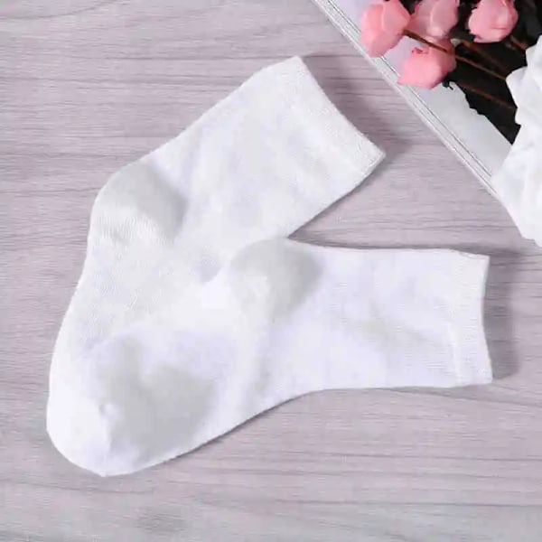 5 Par Kids Pure Vit Sock Baby Boy Girl Solid Andningsbar Bomull Sport Våran M