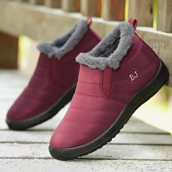 Damskor Stövletter Slip On Vinterstövlar Trendiga Vinterskor För Kvinnor Booties Korta Vattentäta Snö Pälsstövlar Ankel Bota Feminina 2024 M351 Women s Purple 38