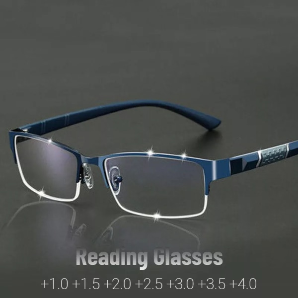 Metall Anti-blått Ljus Läsglasögon Långsynta glasögon Herr Business Glasögon Dioptri 0 +1,0 +1,5 +2,0 +2,5 +3,0 +3,5 +4,0 BLACK