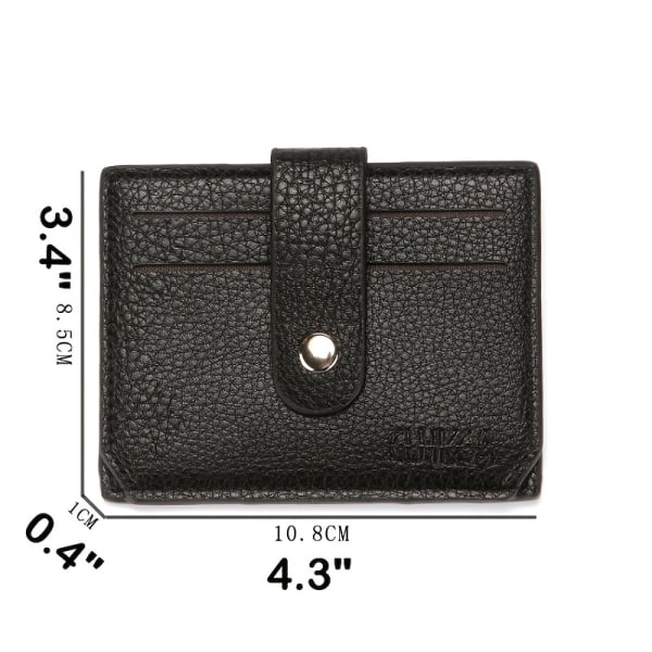 Herrplånbok smalt minimalistiskt kort framficka 2-faldig tunn plånbok för resor Lättvikt Black