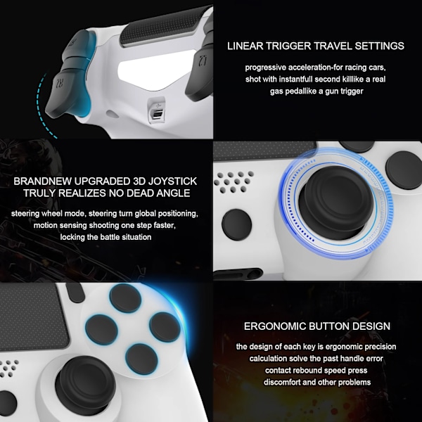 Trådlöst Bluetooth Dual Vibration No Delay Gamepad För Ps4 Ps3-Konsol Pc Joysticks Six Axel Med Touchpaden Red