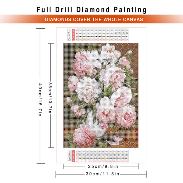 Azqsd Diamantmålning 5D Rosblomma Mosaik Nålverk Fullständiga kit Broderier Försäljning Blommig Heminredning Diy 30X40cm 3-039 30x40cm Full Square