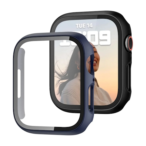 Härdat Glas Låda För Apple Watch Series 8 7 44Mm 45Mm 41Mm 40Mm 42 Iwatch 6 Se 5 4 3 Skärmskydd. Tillbehör Till Apple-Klocka Orange 41MM