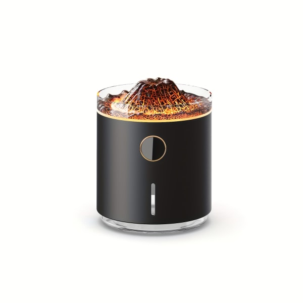 Digital Display Dual Color Flame Aromaterapi Diffuser, Home Hotel Volcano Ambient Light, Manet Smoke Ring Spray Luftfuktare, Öka luftfuktigheten Black