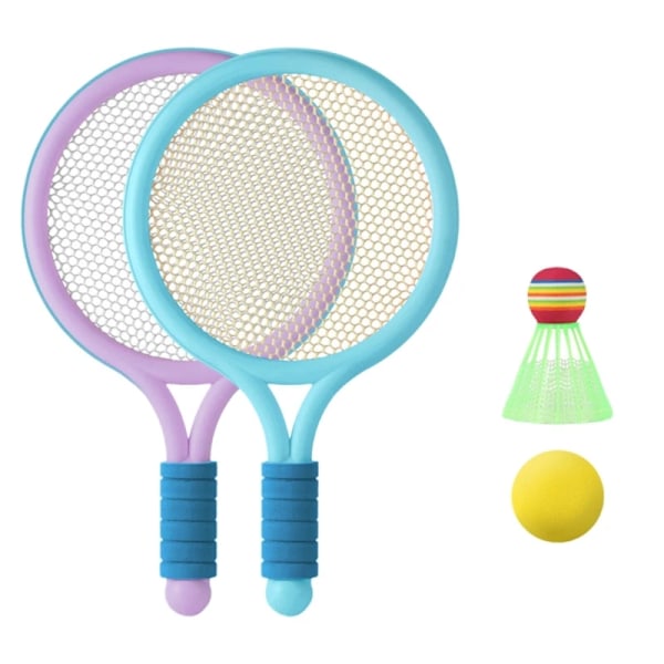 Kids Badminton Rackets Set Lightweight Children Tennis Badminton Toy Children Tennis Racquets with Balls for Family Game Purple Blue