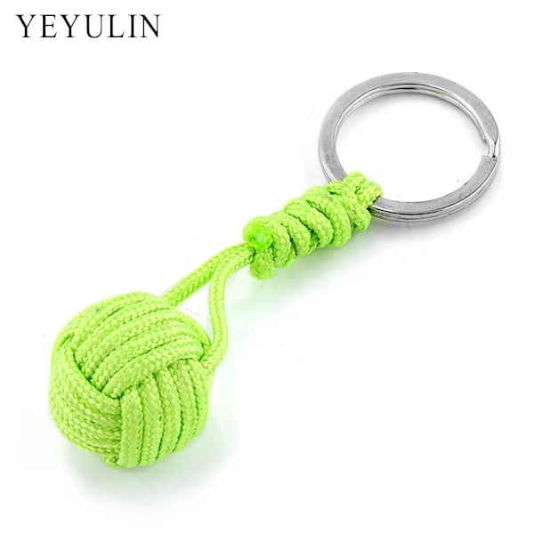 Ny Design Paracord Nyckelring Snodd Knytnäve Knut Höghållfast Fallskärm Sladd Självförsvar Akut Överlevnad Verktyg Nyckelring Grass Green