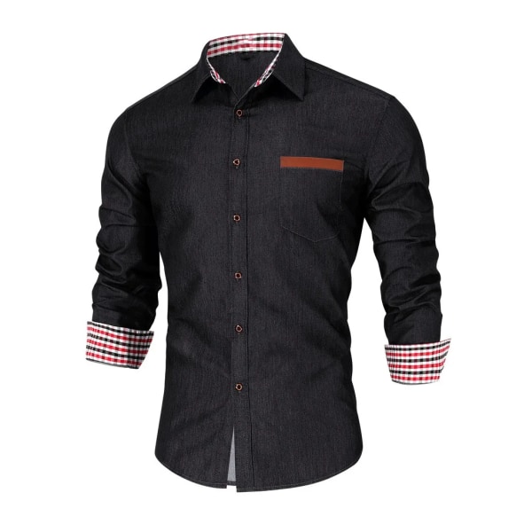 2023 Autumn Solid Herrskjorta Baggy långärmad knapp Hawaiiansk 100 % bomull Linneskjorta för män Blus Camisa Masculina Streetwear S9553234 XL