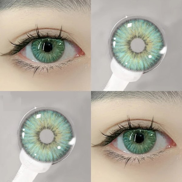 2Pieces Färgade Kontaktlinser Bueatiful Pupill Färg Cirkel Lens Green Iris Föreskrifter Årlig Naturlig Färgade Konta T Hc2-Green 14.2mm 125