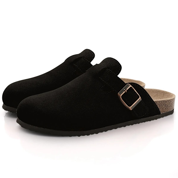 Shevalues Mode Clogs Tøfler Kvinder Unisex Hjem Sandaler Og Muldyr Comfort Slip-On Kartoffelsko Par Utomhus Strandsko Suede Black 40(fit 24.5m)