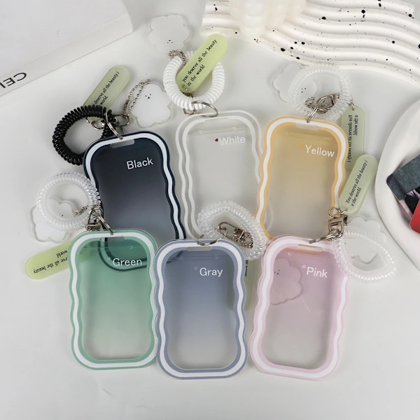 Koreansk Idol Foto Sleeve Beskyttende Etui Elev ID-Kort Cover Med Sød Bjørn Vedhæng Fotolommer Transparent Kort Etui grey