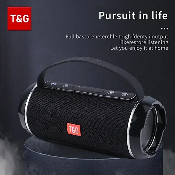 Bluetooth Högtalare Tg116c Tws Trådlös Kraftfull Box Bärbara Utomhus Högtalare Vattentäta Subwoofer 3D Stereo Ljud Händerfree Call Black