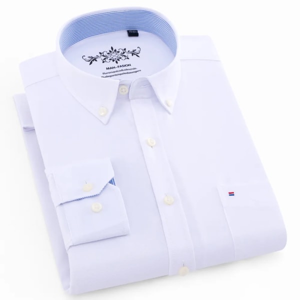 Snygg skjorta i bomullsblandning för män, formell ventilerande lapel Normal passform Långärmad skjorta med knapp för affärsaktiviteter Apple green 40
