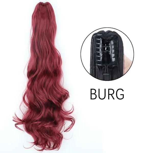 Syntetisk Lång Raka Claw Clip På Ponytail Hår Förlängningar 24Inch Värme Resistent Pony Sväng Hårstycke För Kvinnor Dagligt Parten W-BURG 24inches-60cm