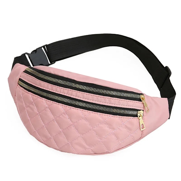 Talje Taske Kvinder Mænd Vandtæt Lomme Mode Casual Bryst Håndtaske Unisex Sport Rejse Pung Ternet Talje Pakke Mave Tasker Etui Pink