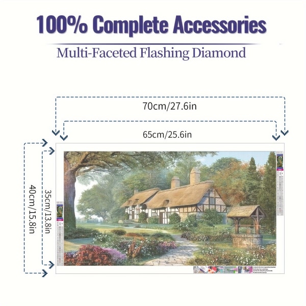 5D DIY stora diamond painting för vuxna, 15,7 x 27,5 tum/40 x 70 cm Country Cabin Round Full Diamond Art Kit Bild efter nummer