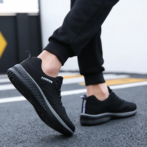 Mænd Løb Gåture Sneakers Mode Casual Sneakers Åndbar Sport Atlet Gym Letvægts Mænd Sneakers Casual Sko black 44