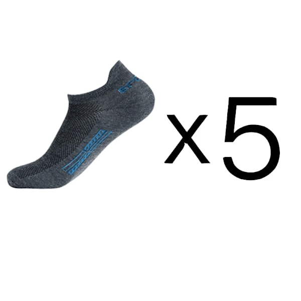 5 Par / Lot Høj Kvalitet Mænd Ankel Strømper Åndbar Bomuld Sport Mesh Casual Atlet Sommer Tynd Cut Cut Short Sokken Socken Plus Størrelse 5 pairs dark gray EU 38-43