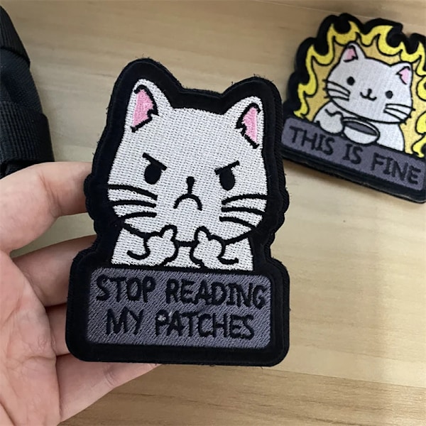 Cartoon Katt Anime Patch Broderi På Punk Kläder Krok Och Loop Patchar Ryggsäck Taktisk Utrustning Roliga Badges Stil Sökare TH736-1