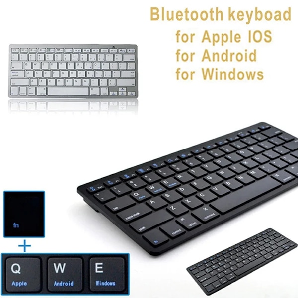 Mini trådlöst tangentbord bärbar Bluetooth PC surfplatta smart mobiltelefon dator DIP 78Key för iPad tillbehör DPA tillbehör Silver