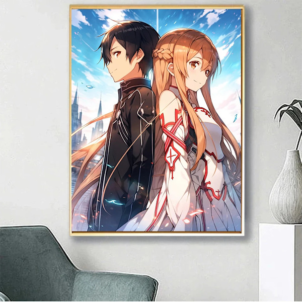 5D Japan Anime Hahmot Timanttimaalaus Sword Art Online Kuva DIY Täysi Mosaiikki Timanttikirjonta Kristalli Koti Dekor Taide 2 Square 40x50cm