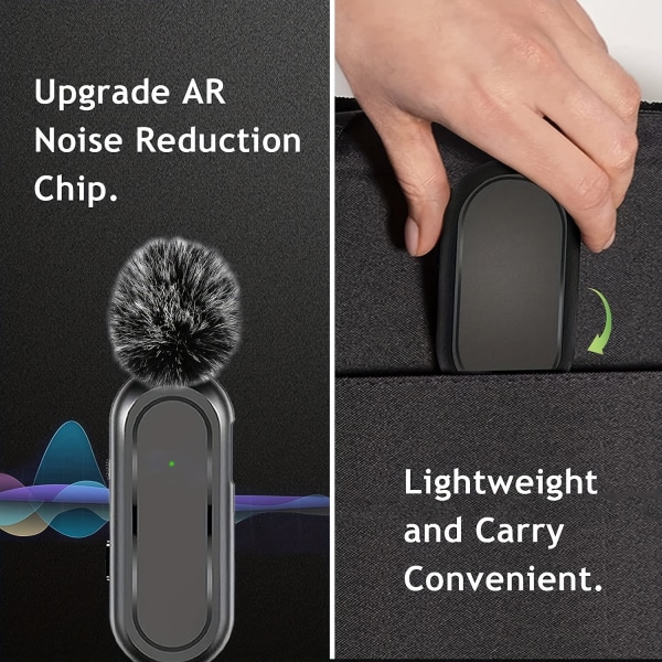 2-pack trådlös Lavalier-mikrofon för IPhone IPad för Samsung och Android-enheter med case/hörlurar Plug-Play 8H Clip On Lapel Microphone