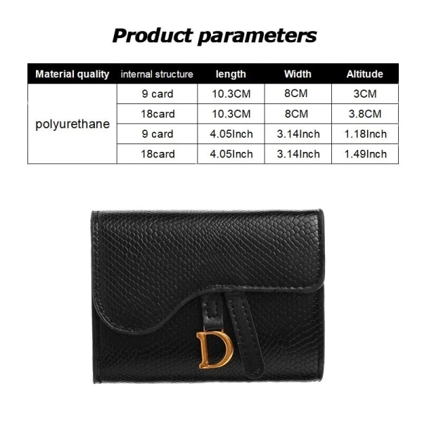 Dam lyxkorthållare Kort plånbok Mini PU Brevplånbok Multi Liten multi clutchväska Black1