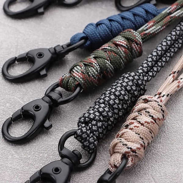 10 Stilar Självförsvar Nödfall Överlevnad Ryggsäck Lanyard Roterande Buckle Key Ring Paracord Key Chain Fallskärm Rep Ra 3