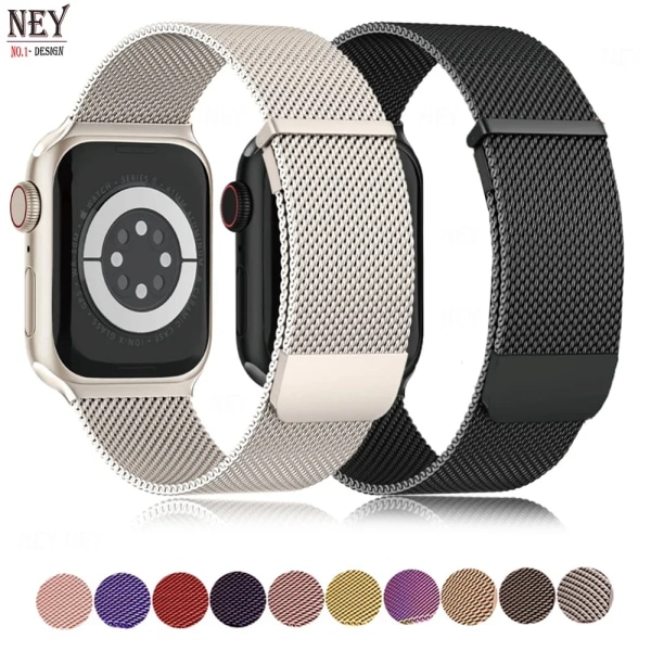 Milanese Loop för apple watch band 44mm 40mm 45mm 41mm 42-38-44 mm band ultra 2 49mm metallband iwatch series 9 8 7 6 SE 5 4 3 Black 2 49mm-42mm-44mm-45mm