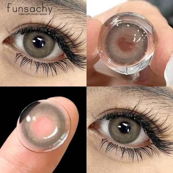 Funsachy Färg Kontaktlinser För Ögon 1 Par Grå Mode Kosmetiska Linser Gröna Elever Gray Natural Eye Kontakt Kvinnor Ögonlins LUCIFER-GRAY 0