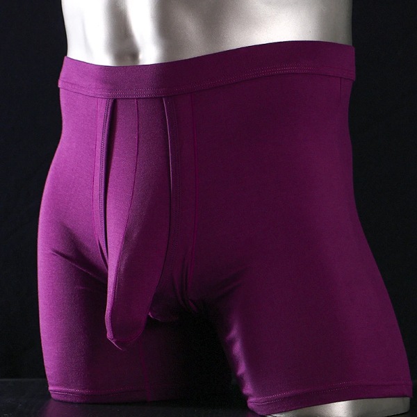 Herr Underkläder Underkläder Boxer långa trosor Sportiga shorts Skinny Fitness Boy Bottom Tights dark red L