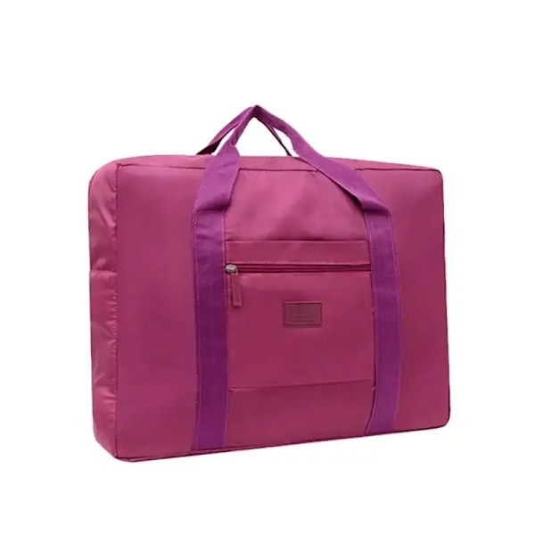 Stor Opbevaringspose Foldbar Rejsetaske til Kvinder og Mænd Tote Carry On Bagage Taske Weekendtaske Natletaske Purplish Red