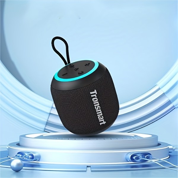 Tronsmart T7 Mini kompakt bärbar högtalare med lampor, trådlös stereoparning, röstassistent, IPX7 vattentät duschhögtalare och utomhushögtalare Black