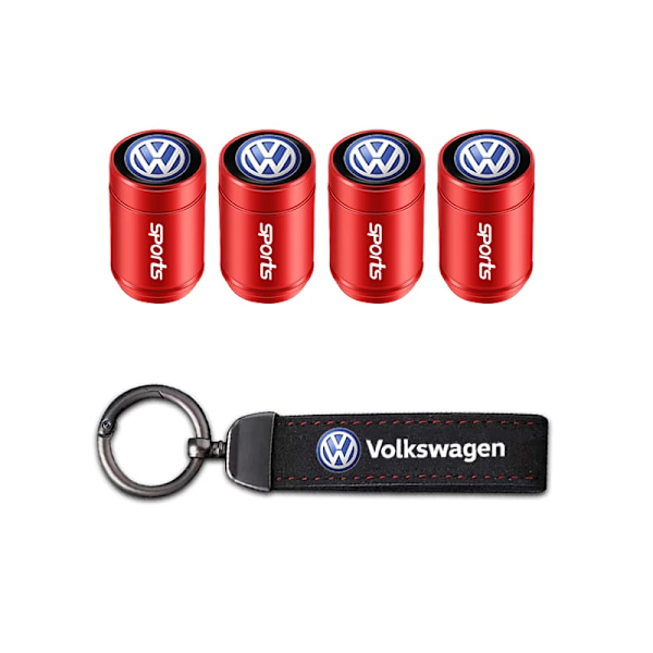 Autonrenkaiden venttiilinhattujen suojukset/Auton avaimenperäketju rengas VW Golf Tiguan Jetta Transporter Passat T5 Polo Touran Gti Caddy D-Black 4Pcs