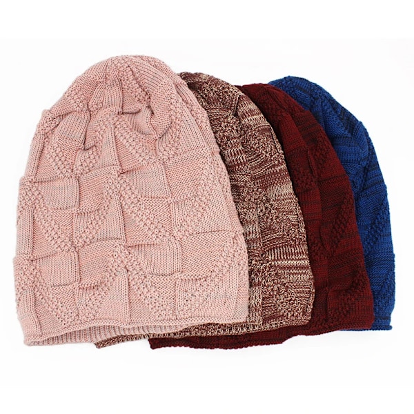 LOVINGSHA Varm Vintermössa för Män Kvinnor Unisex Ny Ull Stickad Casual Beanies Skullies Märke Utomhus Bomullshattar HT138 AHT141BLK 56-62 cm (elastic )