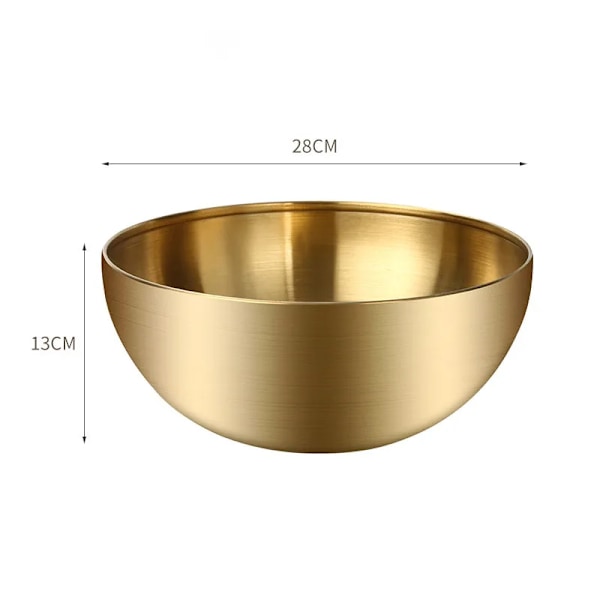 15cm/20cm/24cm/28cm korealainen ruostumattomasta teräksestä valmistettu salaattikulho monitoiminen keittoastia nuudelikulho pyöreä kultainen hopeinen kulho gold 28cm