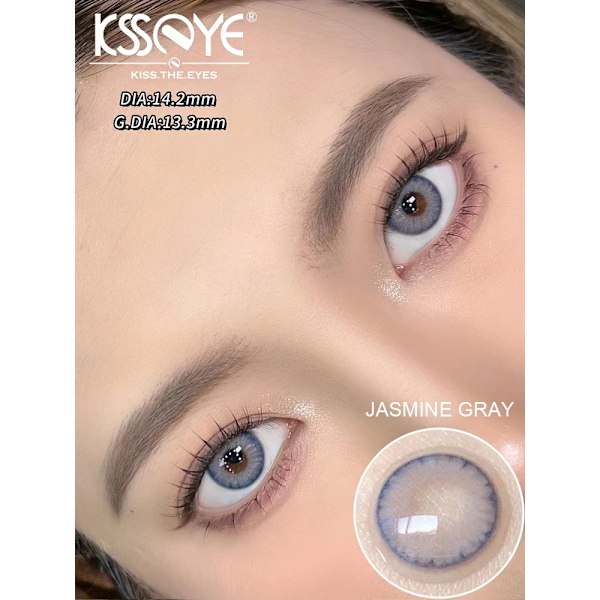 Ksseye Pro Crystal Mjuk Färg Kontakt Lens Cover Deep Eyes Vacker Elev Makeup Bröllop Masquerades Jasmine Gray