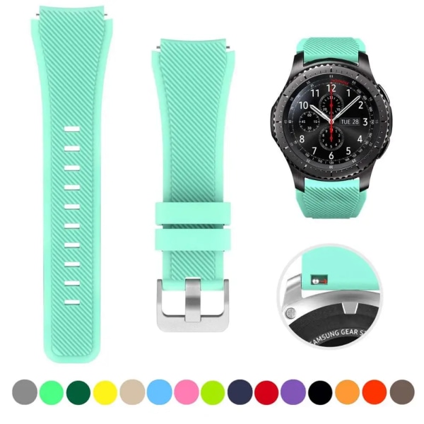 22 mm silikonband för Samsung Galaxy Watch 3 45 mm/Gear S3 Classic/Frontier/Huawei Watch GT 2 3 Pro 46 mm Amazfit GTR/Pace-rem Teal green Galaxy watch 46mm