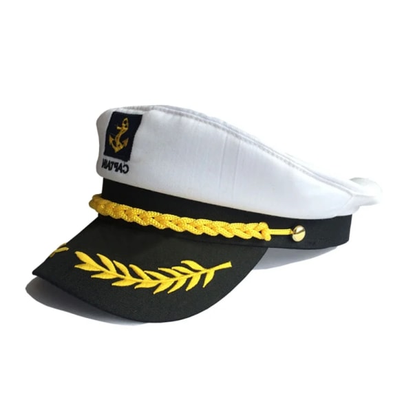 Vuxen Yacht Militär Kapten Hattar Justerbara Män Kvinnor Kapten Marin Marine Cap Sailor Hat Fancy kostym Festklänning Tillbehör White