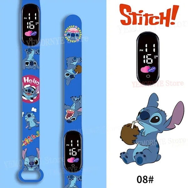 Disney Stitch Digitale Børneure Animefigurer LED Lysende Ur Berøring Vandafvisende Elektronisk Sportsur Børnefødselsdagsgave Pink