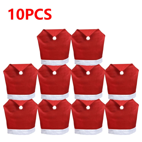 1-10 st Non-woven cover Juldekoration för hemmabord Middag Stol Ryggdekor Nyår Festtillbehör Xmas Navidad 10PCS