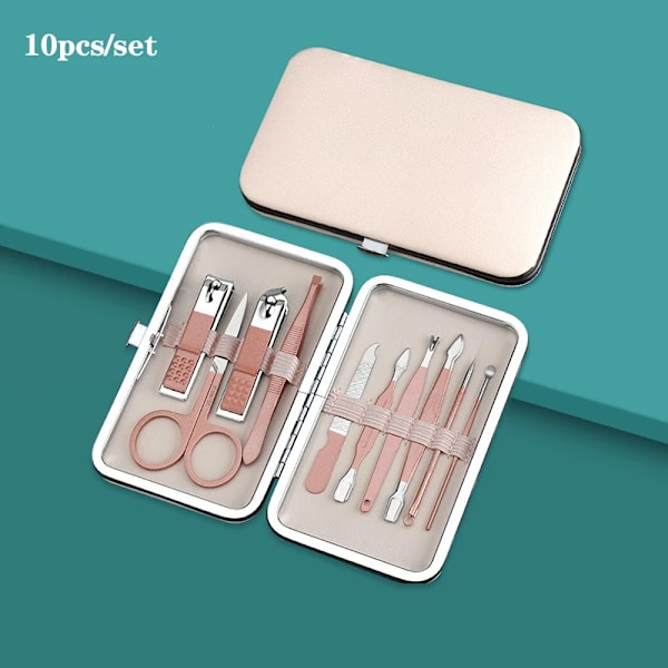 7/10/12/16/18pcs/set Stainless Steel Manicure Set Professional Nail Clipper Kit of Pedicure Tools Ingrown ToeNail Trimmer 10pcs rose gold